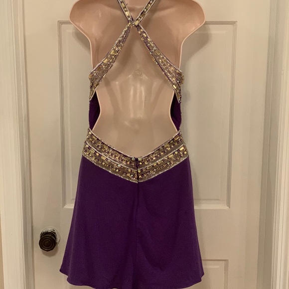 Terani Couture short bead keyhole purple dress - Picture 4 of 10